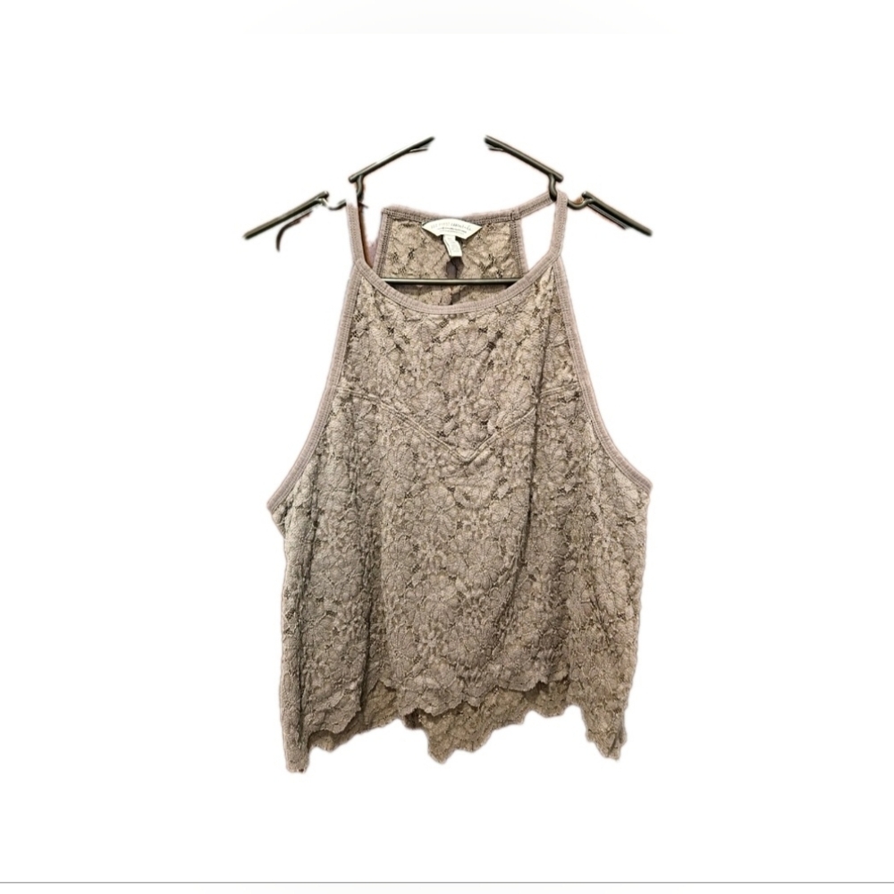 American Eagle Lace Cropped Cami Tank Top Size Xxl 2xl Dark Romantic Fairy‎ Gray - Picture 3 of 6